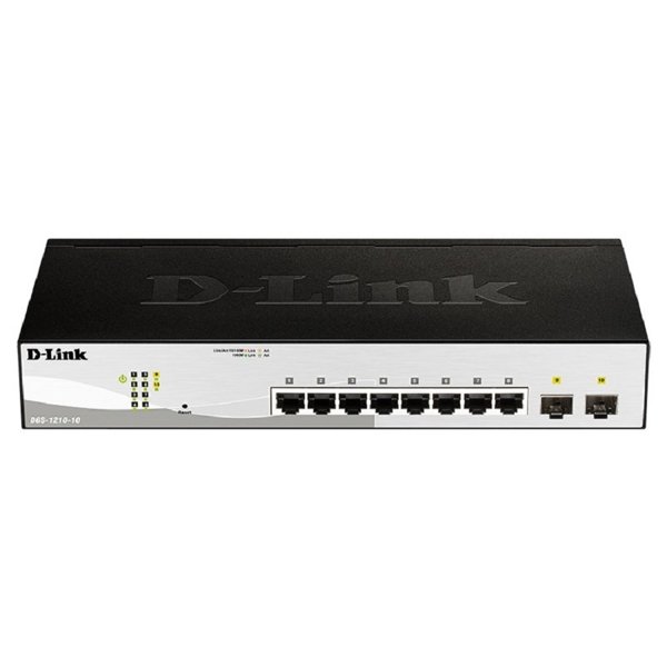 D-Link DGS-1210-10/FL1A Управляемый L2 коммутатор с 8 портами 10/100/1000Base-T и 2 портами 1000Base-X SFP