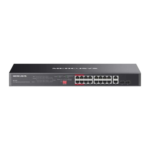 Mercusys MS120GP 20-портовый гигабитный монтируемый в стойку коммутатор с 16 портами PoE+