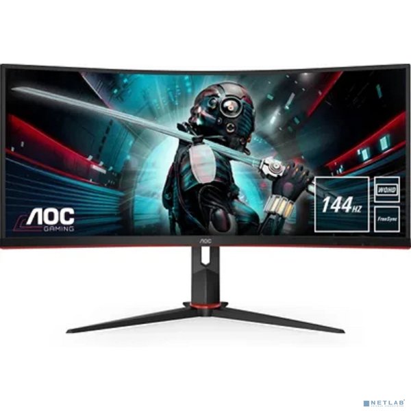 LCD AOC 34" CU34G2X Black-Red {VA curved 3440x1440 144Hz 1ms 178/178 300cd 2xHDMI2.0 2xDisplayPort HAS}