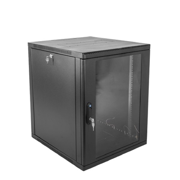 ЦМО Шкаф телекоммуникационный настенный 12U (600 x 650) дверь стекло, цвет черный (ШРН-12.650-9005)