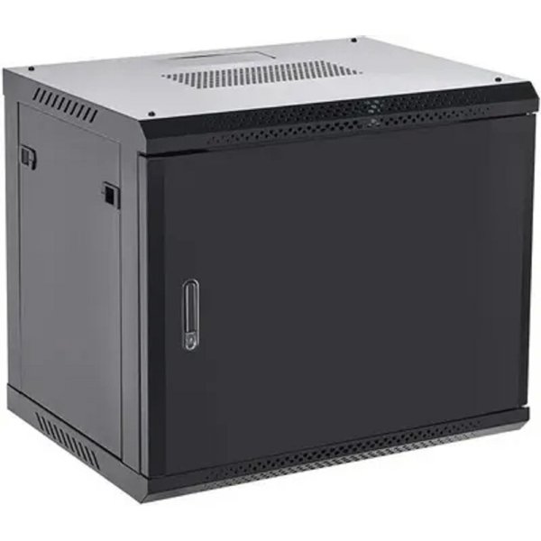Rexant (04-0954-122) Настенный телекоммуникационный шкаф 19" 9U 550?400мм, дверь металл, с задней стенкой, разборный, черный (RAL 9005)