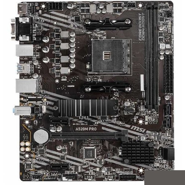 MSI A520M PRO {Soc-AM4 AMD A520 2xDDR4 mATX AC`97 8ch(7.1) GbLAN RAID+VGA+HDMI+DP}