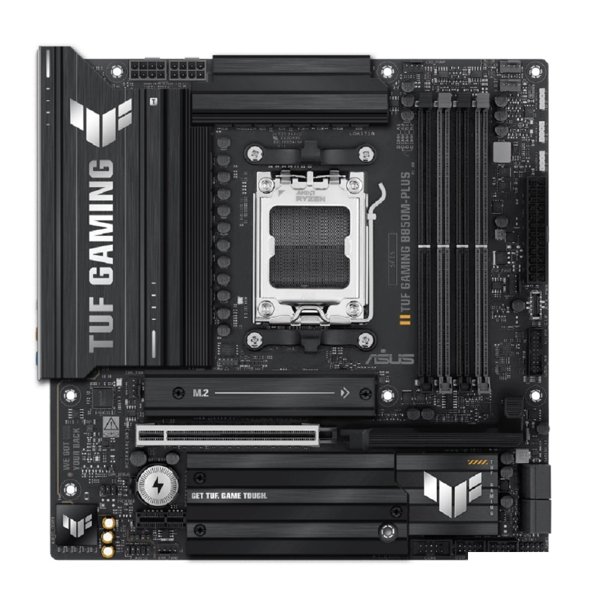 ASUS TUF GAMING B850M-PLUS (Socket AM5, mATX, 4xDDR5(256GB), DP/HDMI, 1xPCIe 5.0x16/1xPCIe 4.0x1, 1xLAN (2.5GbE), 4xSATA 6Gb/s, 3xM.2, 1xType-C, 7xUSB 3.2, 4xUSB 2.0)