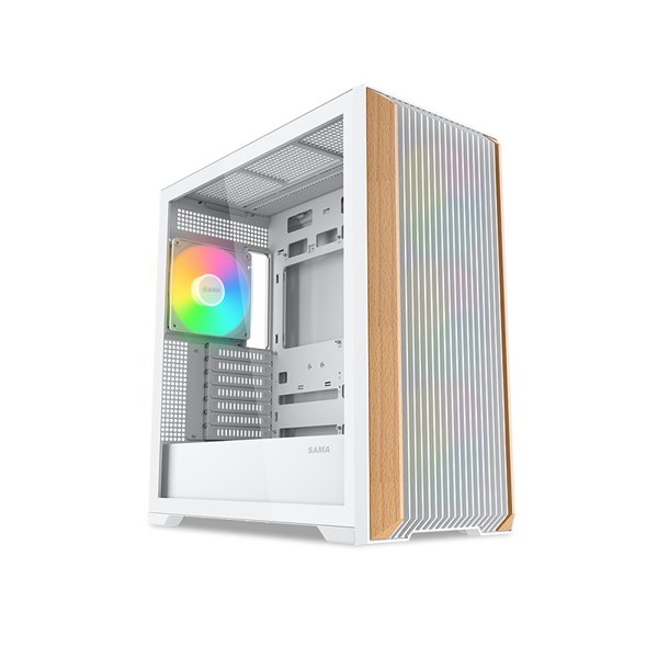 Case SAMA Z60 White, Midi-Tower, TG, 4x140mm ARGB, 2xUSB 3.0 + 1xUSB 3.1 Type-C, E-ATX, ATX, mATX, mITX White