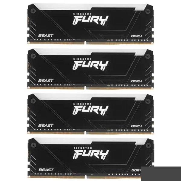 Kingston DDR4 DIMM 32Gb 4x8GB 3200MHz KF432C16BB2AK4/32 Fury Beast RGB RTL Gaming PC4-25600 CL16 288-pin 1.35В dual rank с радиатором Ret