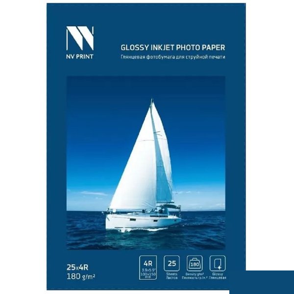 NV Print (NVP-180Gl4Rs25) Глянцевая фотобумага для струйной печати 180 г/м2 4R(100mmx150mm) 25  листов