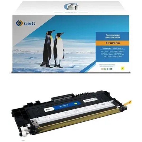 Тонер-картридж G&G, GG-W2072A аналог HP W2072A/117A желтый 0.7k с чипом