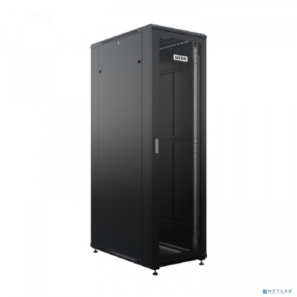NTSS Шкаф напольный универсальный серверный NTSS R 22U 600х1000мм, 4 профиля 19, двери перфорированная и перфорированная, боковые стенки съемные, регулируемые опоры, разобранный, черный RAL 9005 NTSS-